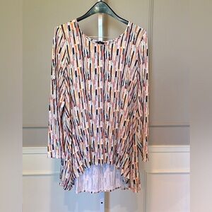 Intro Stretch 3X Plus blouse top shirt abstract colorful lightweight tunic